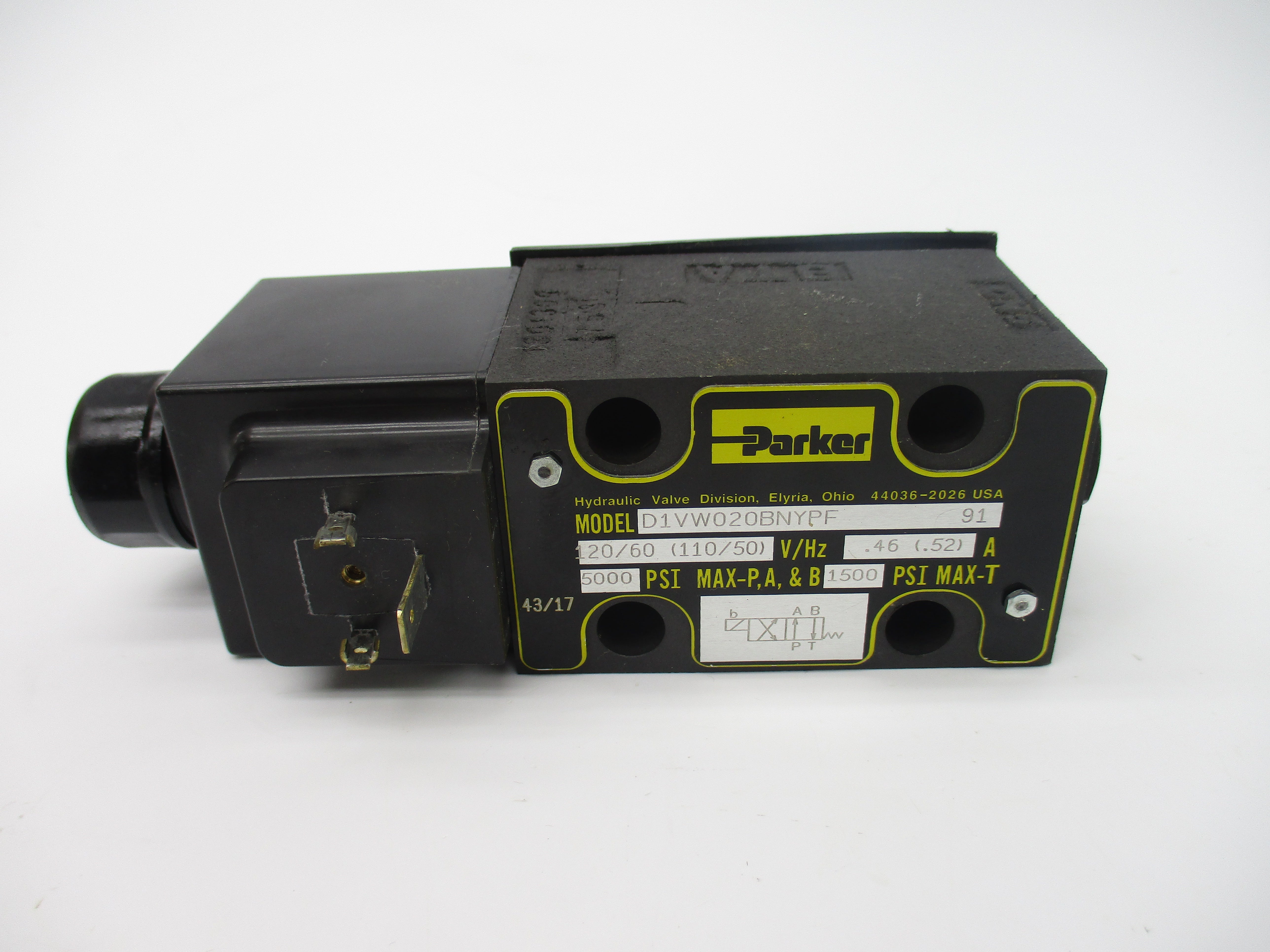 PARKER D1VW020BNYPF91 110/120V .46-.52A 5000PSI (AS PICTURED) NSMP
