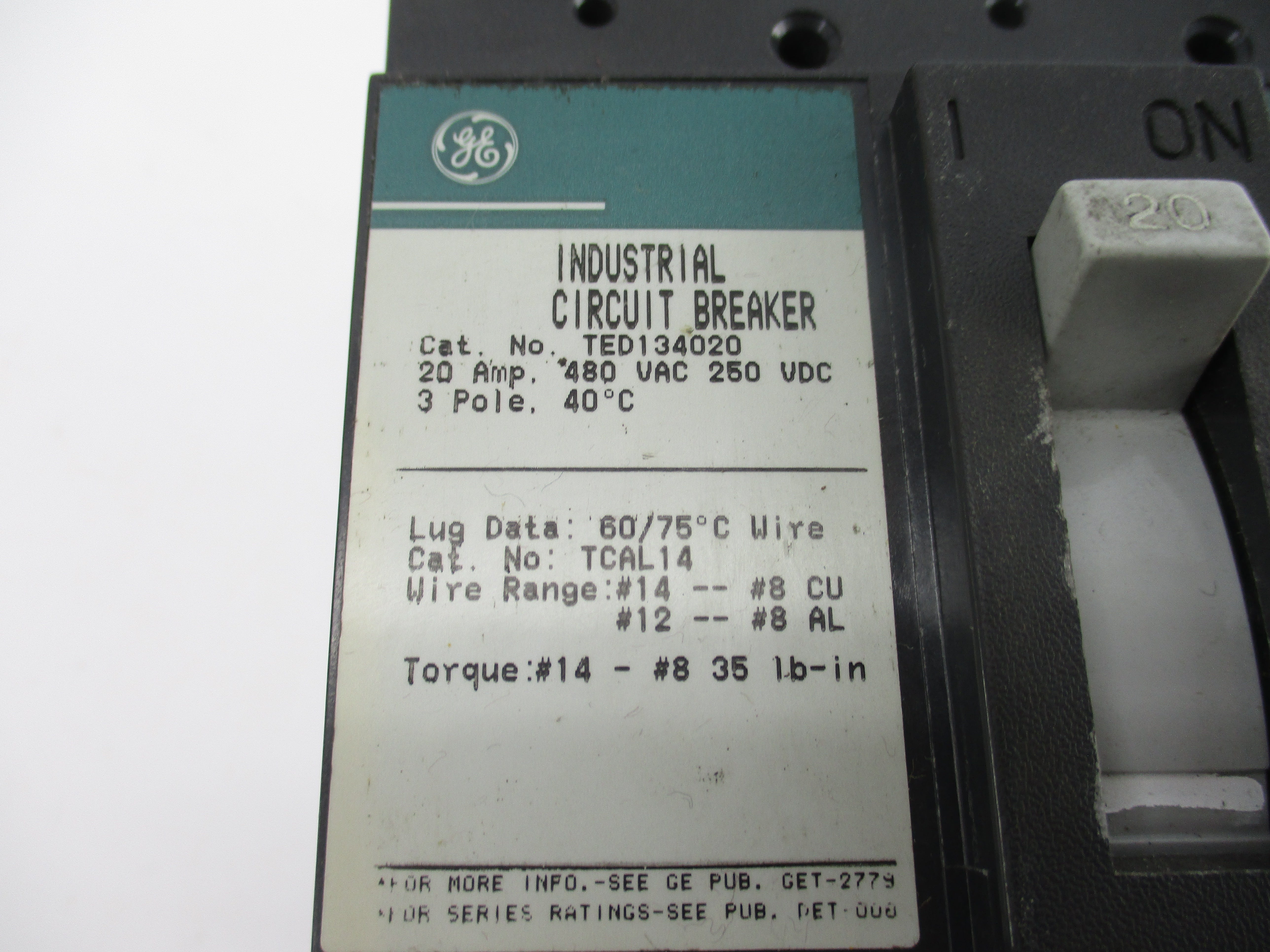 GENERAL ELECTRIC TED134020 480VAC 20A (GREEN) NSNP