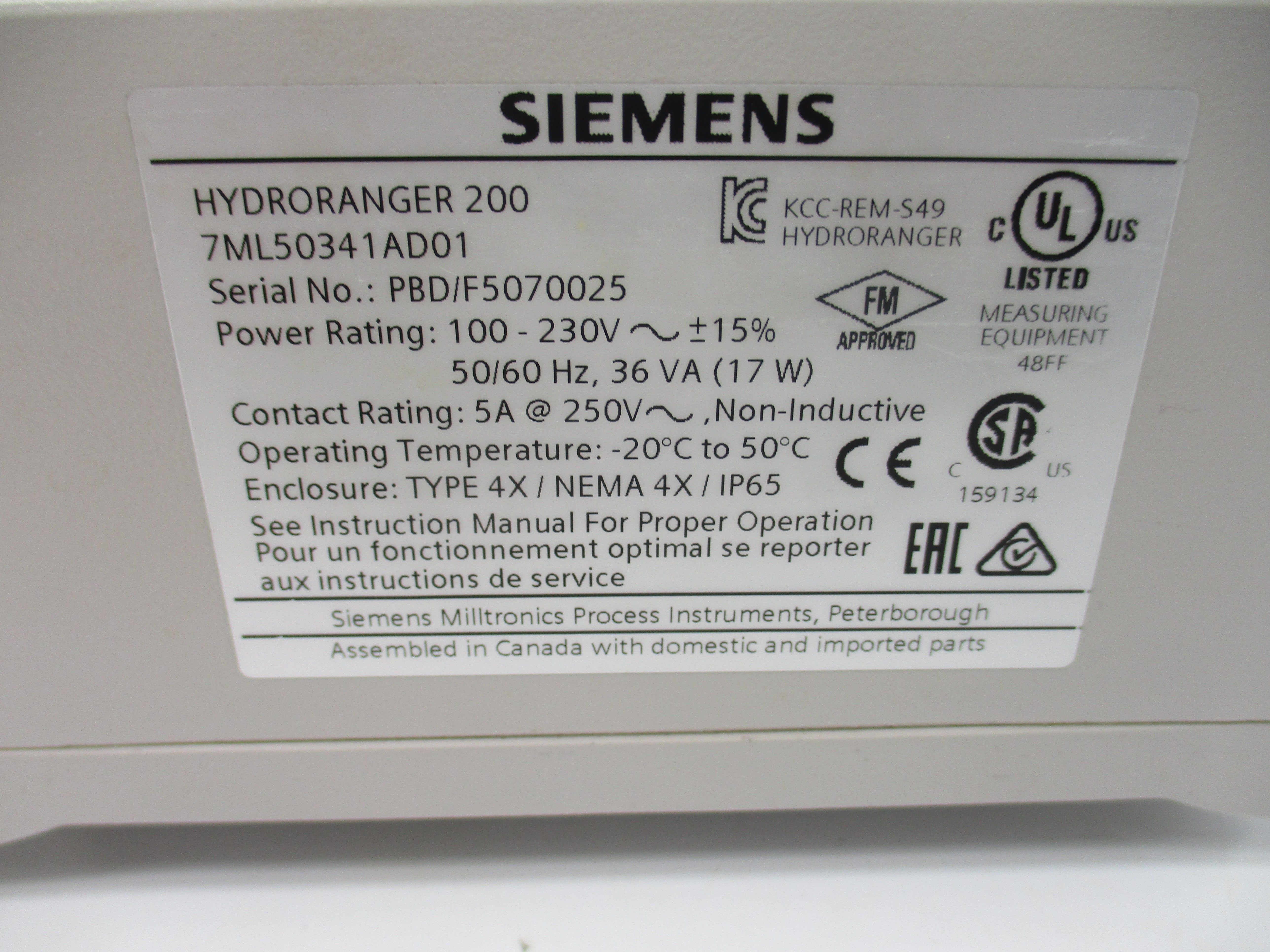 SIEMENS 7ML5034-1AD01 100-230V 5A UNMP