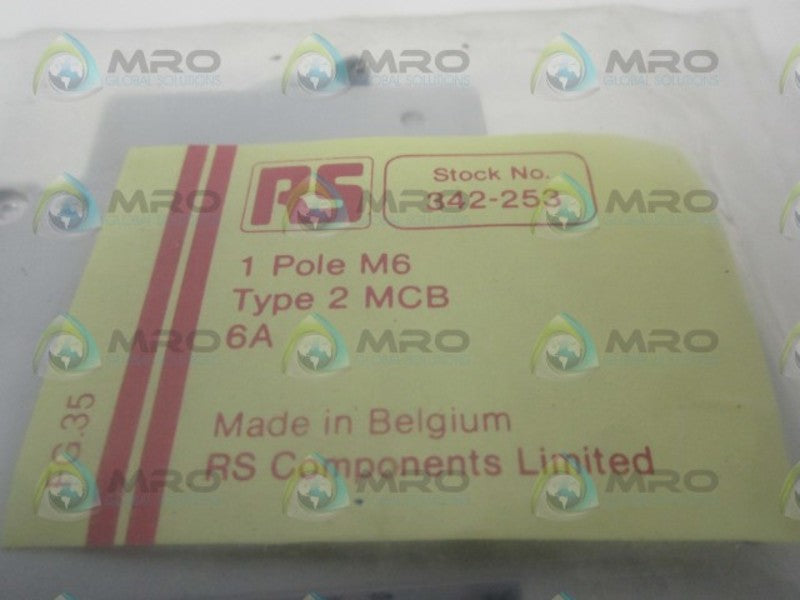 RS COMPONENTS M6 MCB 6A 1POLE CIRCUIT BREAKER NSMP