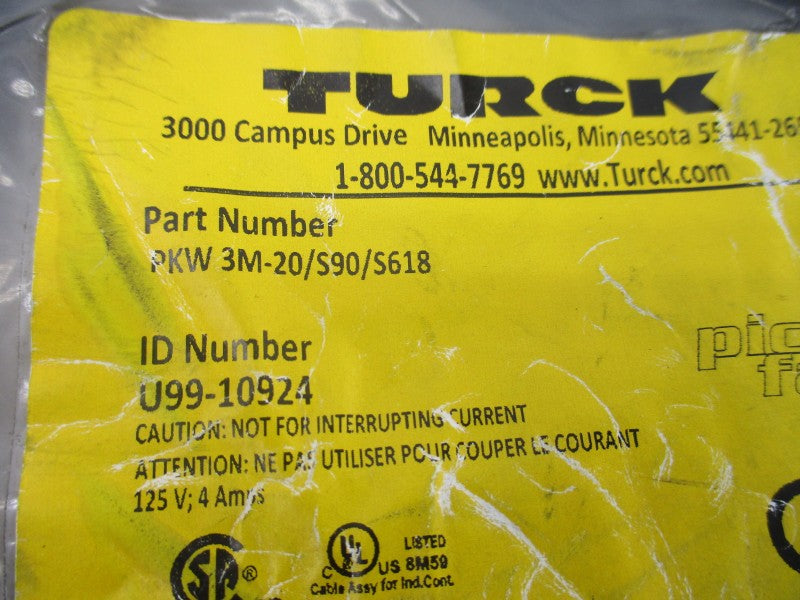 TURCK PKW3M-20/S90/S618 U99-10924 125V 4A NSMP
