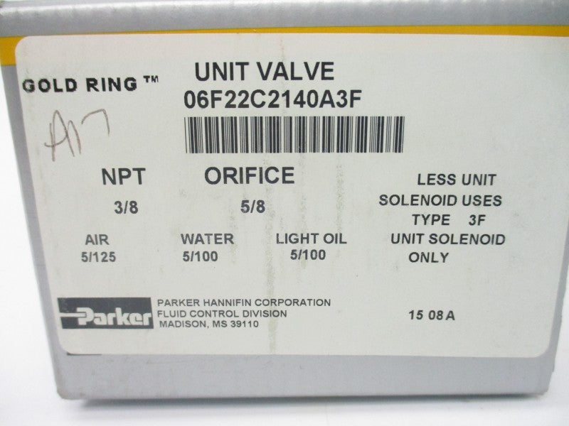 PARKER 06F22C2140A3F 5/125PSI 3/8" NSMP