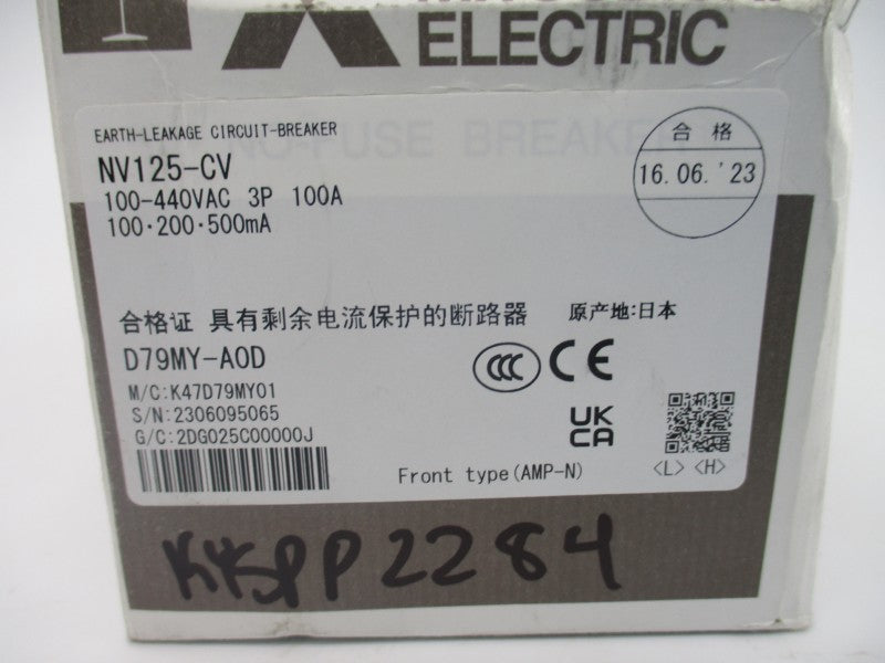 MITSUBISHI ELECTRIC NV125-CV3P100A 100-440VAC 100A NSMP