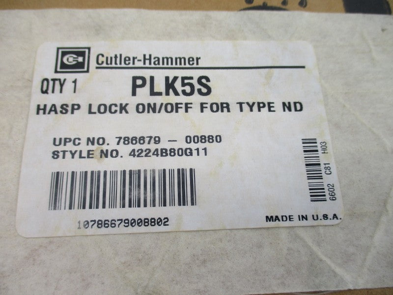 CUTLER HAMMER PLK5S 4224B80G11 (BR/WH) NSMP