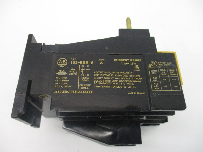 ALLEN BRADLEY 193-BSB16 SER. A 660V 1.1-1.6A NSNP