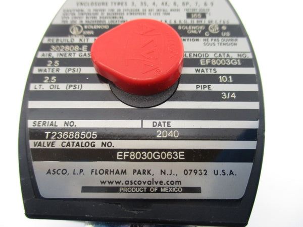 ASCO EF8030G063E 110/120V 2.5PSI 3/4" NSNP