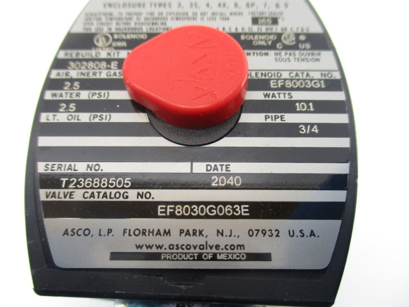 ASCO EF8030G063E 110/120V 2.5PSI 3/4" NSNP