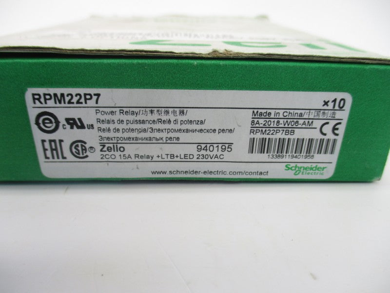 SCHNEIDER ELECTRIC RPM22P7 230VAC 15A (PKG OF 10) NSMP