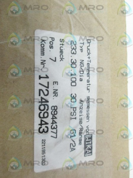 WIKA 233.30.100 30 PSI G1/2A PRESSURE GAUGE NSMP