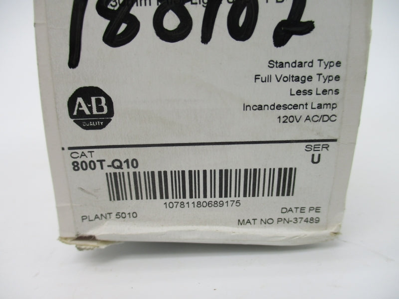 ALLEN BRADLEY 800T-Q10 SER. U 120VAC/DC (WH) NSFS