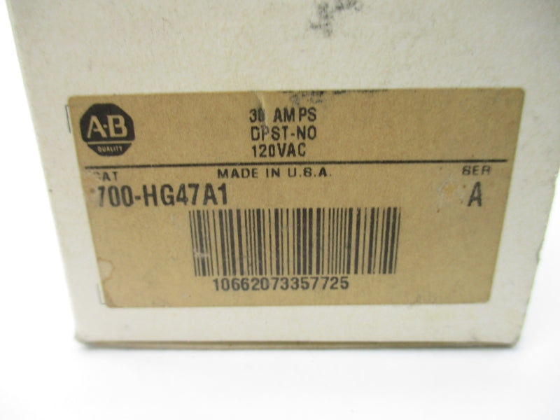 ALLEN BRADLEY 700-HG47A1 SER. A 120VAC 30A (BK/YL) NSMP