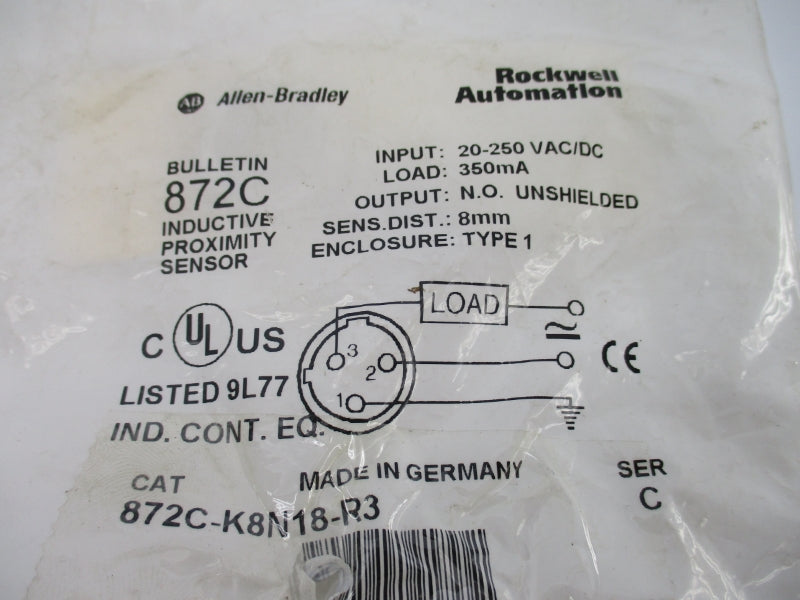 ALLEN BRADLEY 872C-K8N18-R3 SER. C 20-250VAC/DC NSMP
