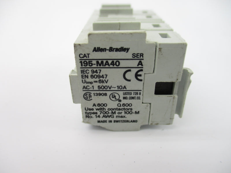ALLEN BRADLEY 195-MA40 SER. A 500V 10A (AS PICTURED) NSNP