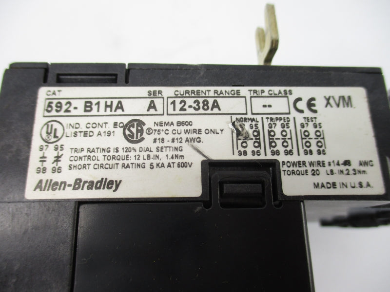 ALLEN BRADLEY 592-B1HA SER. A 600V 12-38A NSNP