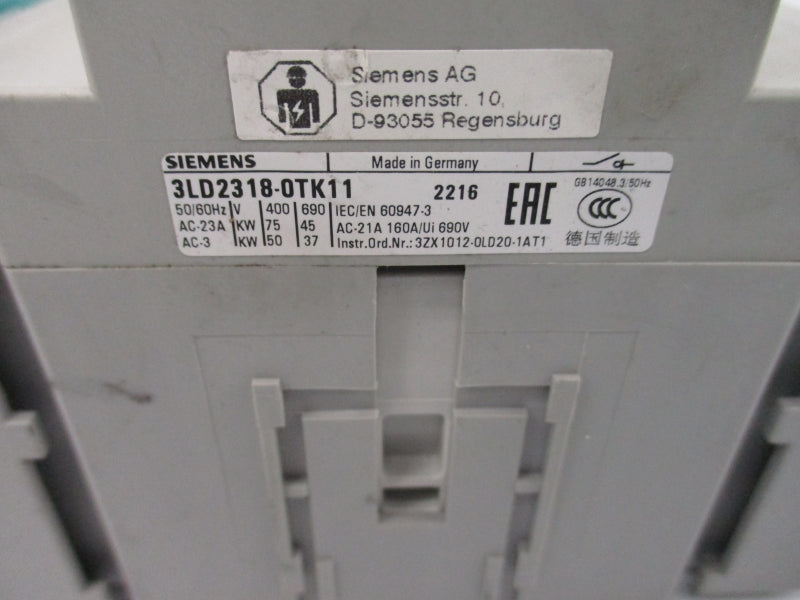SIEMENS 3LD2318-0TK11 690V 23A (AS PICTURED) NSNP