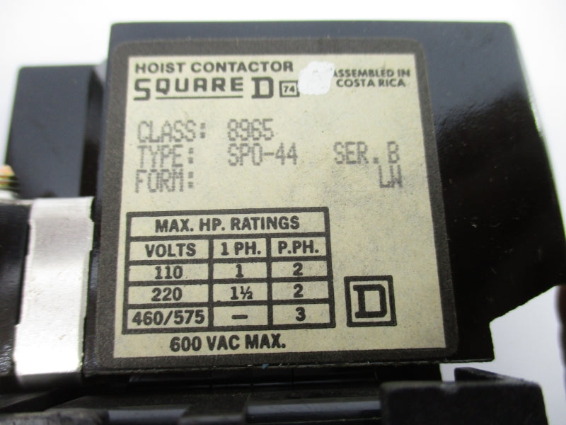 SQUARE D 8965SPO-44 SER. B 120V 90A NSNP
