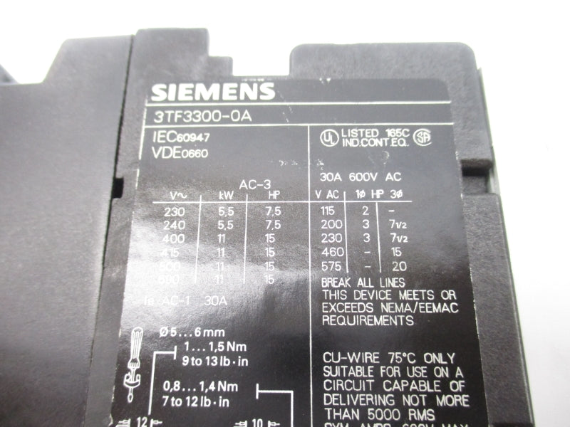 SIEMENS 3TF3300-0A 110V 30A NSNP