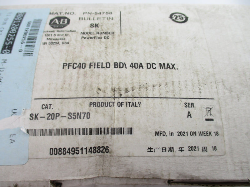 ALLEN BFRADLEY SK-20P-S5N70 SER. A NSMP