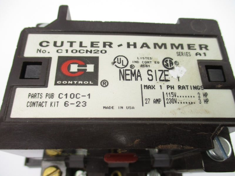 CUTLER HAMMER C10CN20 SER. A1 110/120V 27A NSNP