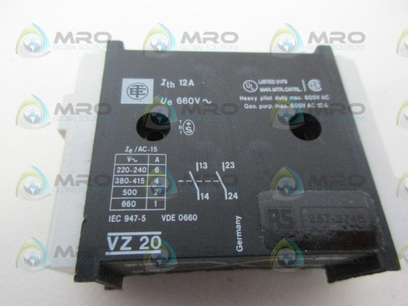 TELEMECANIQUE VZ20 AUXILARY CONTACT NSNP
