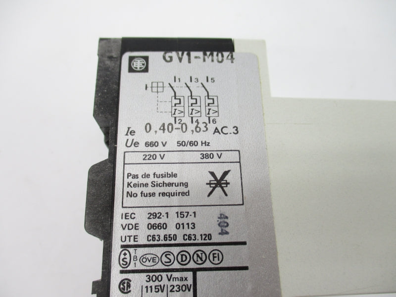 TELEMECANIQUE GV1-M04 660V 0.40-0.63A NSNP