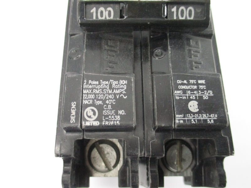 SIEMENS BQ2B100H 120/240V 100A NSNP