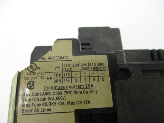 FUJI ELECTRIC 4GC0G0M02 24VDC 20A (AS PICTURED) NSNP
