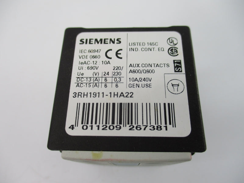 SIEMENS 3RH1911-1HA22 240V 10A NSNP