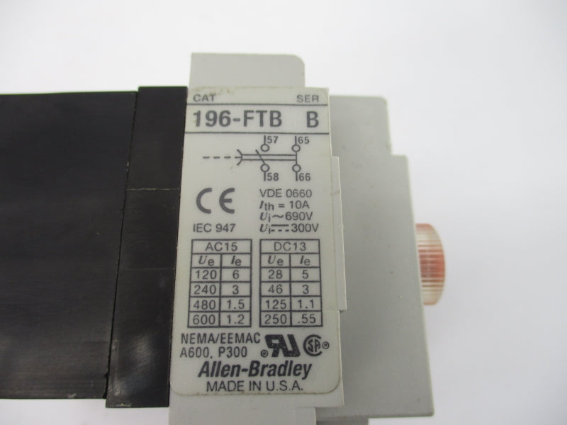 ALLEN BRADLEY 196-FTB SER. B 600VAC 1.2A 0.2-180S (GREY) NSNP