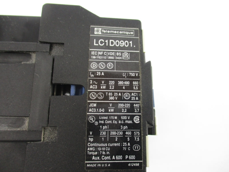 TELEMECANIQUE LC1D0901M6 220V 25A NSNP