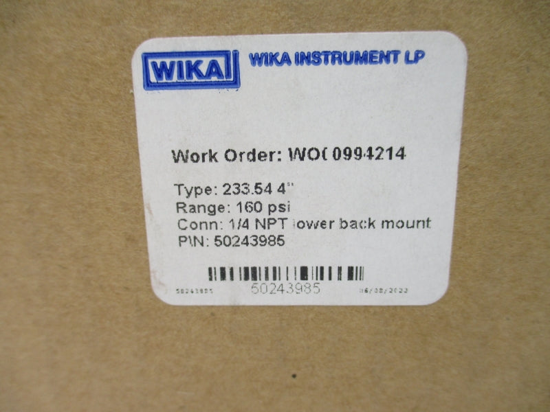 WIKA 50243985 160PSI 1/4" NSMP
