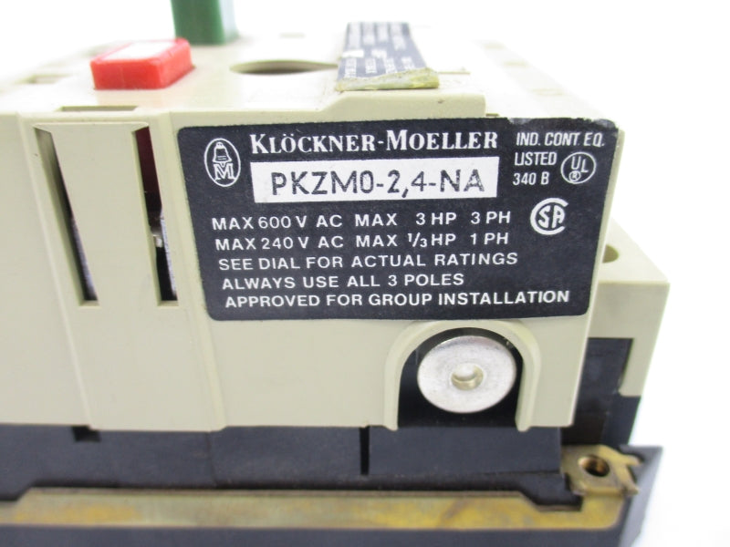 KLOCKNER MOELLER PKZM0-2,4-NA 600VAC 1.5-2.4A NSNP