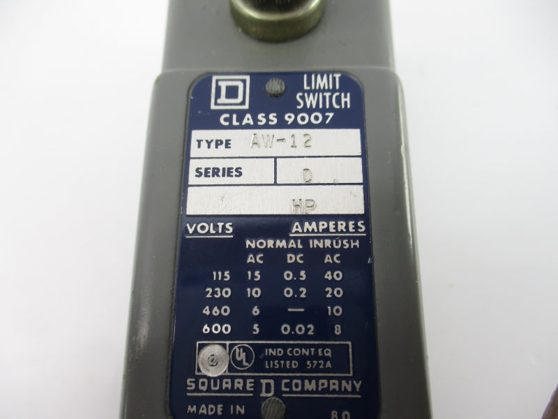 SQUARE D 9007AW-12 SER. D 600V 5A NSNP