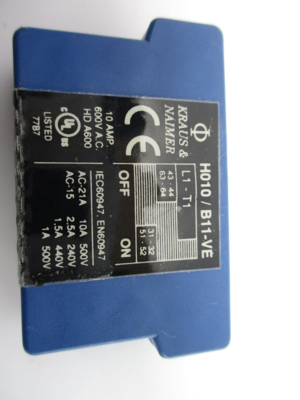 KRAUS & NAIMER H010/B11-VE 600VAC 10A NSNP