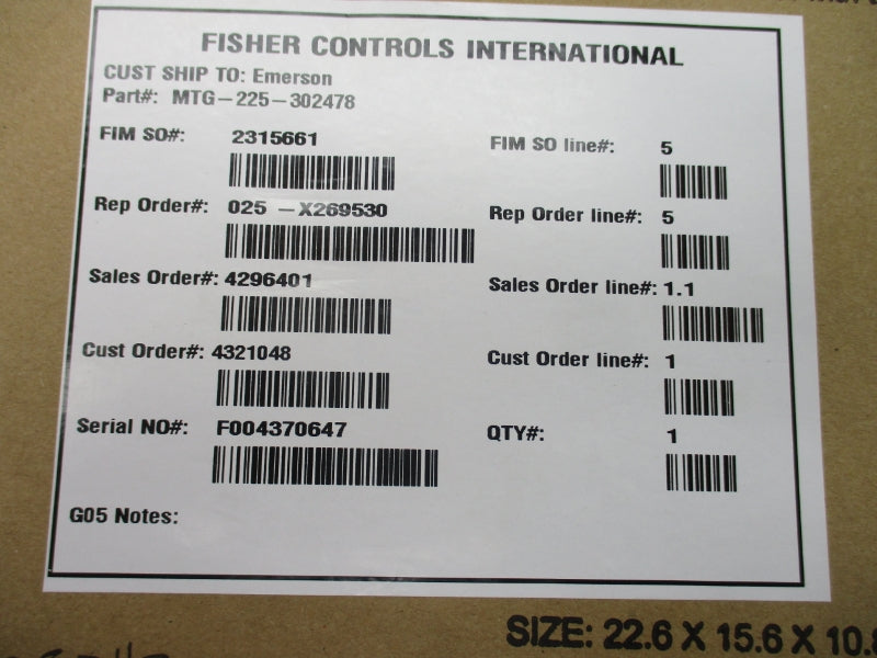 FISHER CONTROLS MTG-225-302478 NSMP
