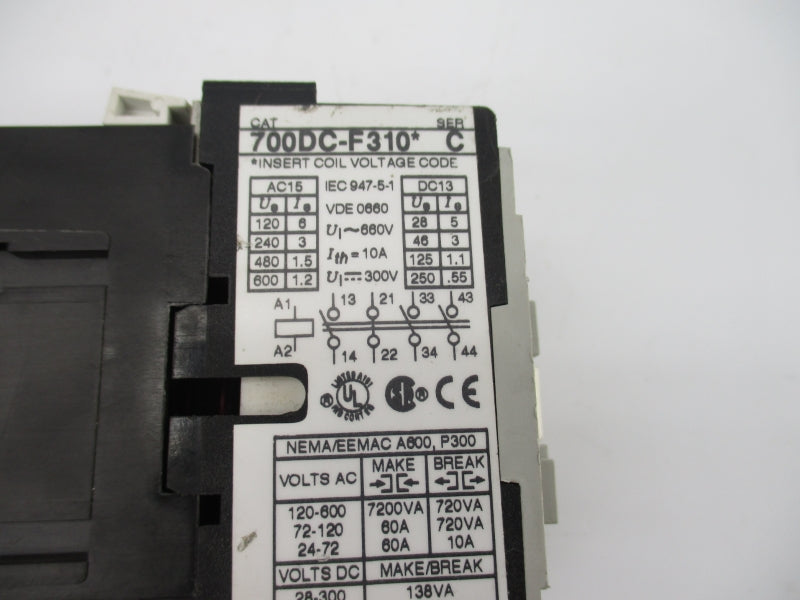 ALLEN BRADLEY 700DC-F310Z24 SER. C 24VDC 10A NSNP