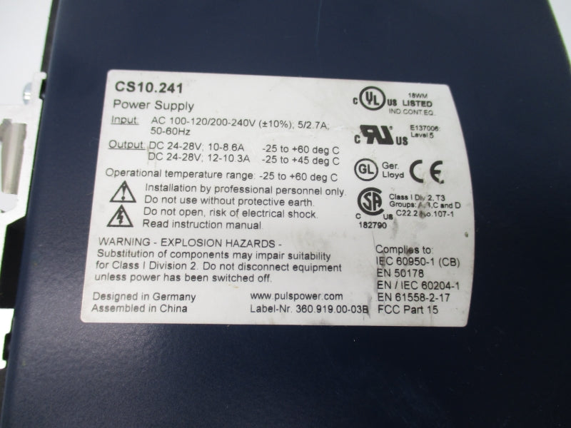 PULSE POWER CS10.241 100-120/200-240VAC 5/2.7A NSNP