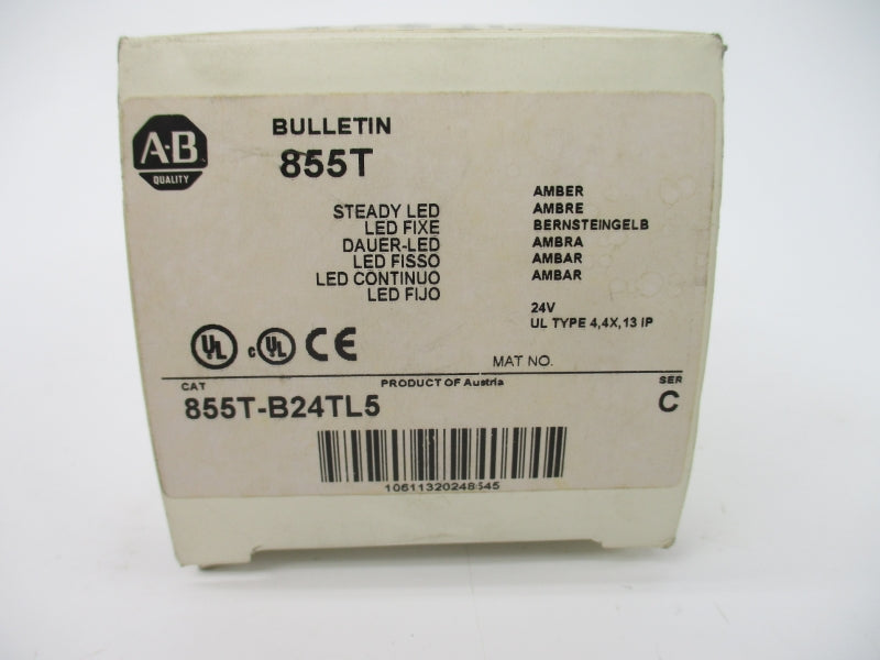 ALLEN BRADLEY 855T-B24TL5 SER. C 24VAC/DC (NO BULB) (WH) NSMP