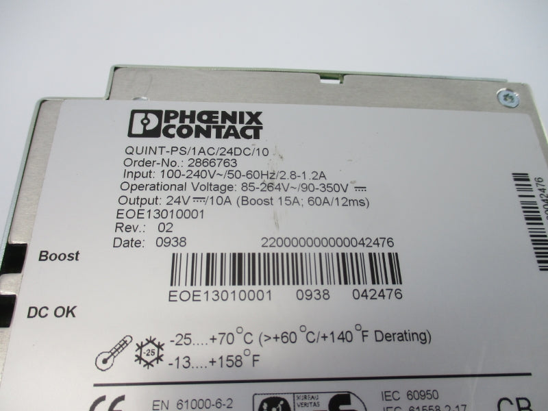 PHOENIX CONTACT QUINT-PS/1AC/24DC/10 2866763 100-240V 2.8-1.2A NSNP