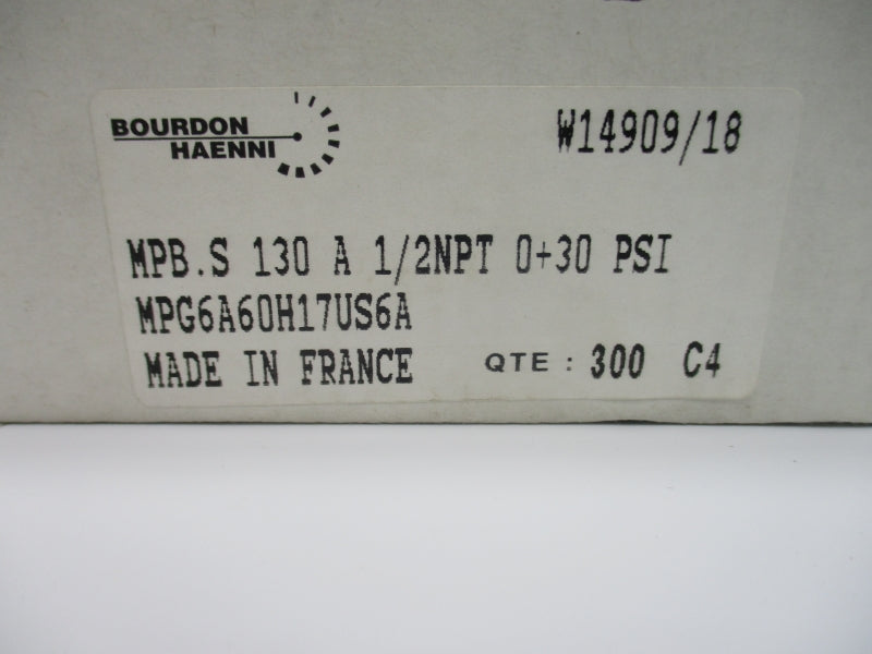 BOURDON HAENNI MPG6A60H17US6A 0-30PSI NSMP