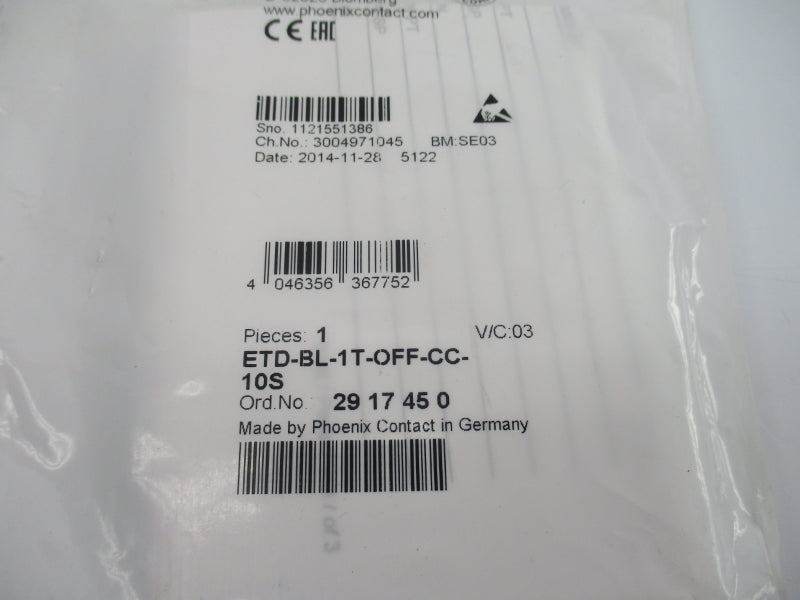 PHOENIX CONTACT ETD-BL-1T-OFF-CC-10S 2917450 NSMP