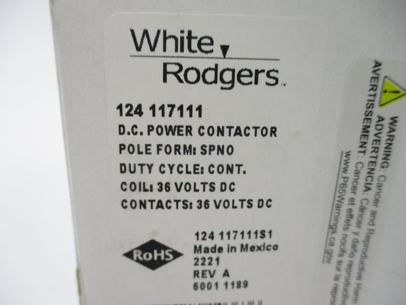 WHITE RODGERS 124-117111 36VDC NSMP