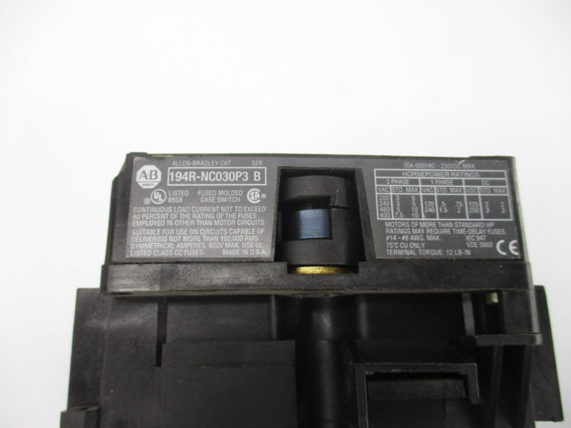 ALLEN BRADLEY 194-NC030P3 SER. B 600VAC 30A NSNP