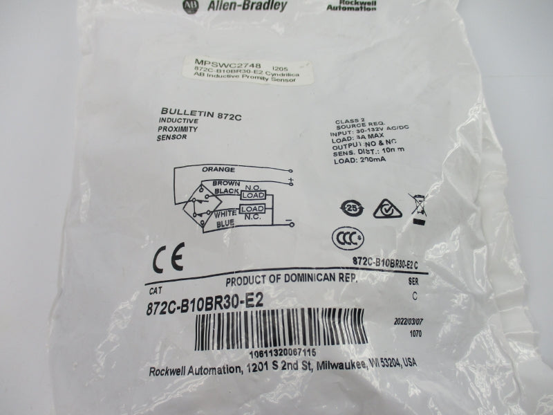 ALLEN BRADLEY 872C-B10BR30-E2 SER. C 30-132VAC/DC 3A NSMP