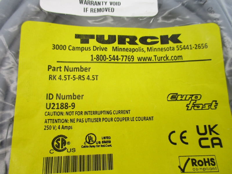 TURCK RK4.5T-5-RS4.5T U2188-9 250V 4A NSMP