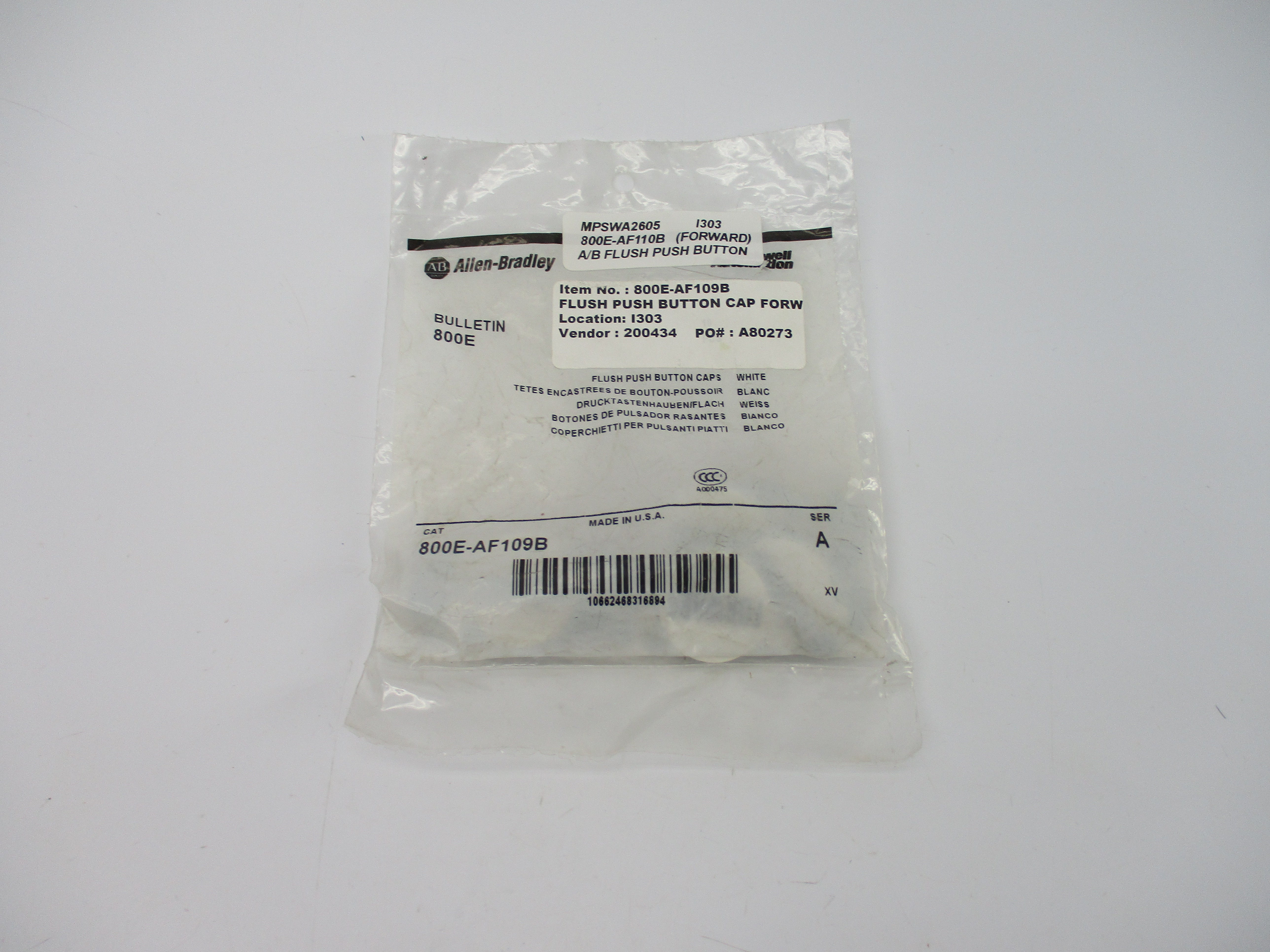ALLEN BRADLEY 800E-AF109B SER. A (PKG OF 10) NSMP