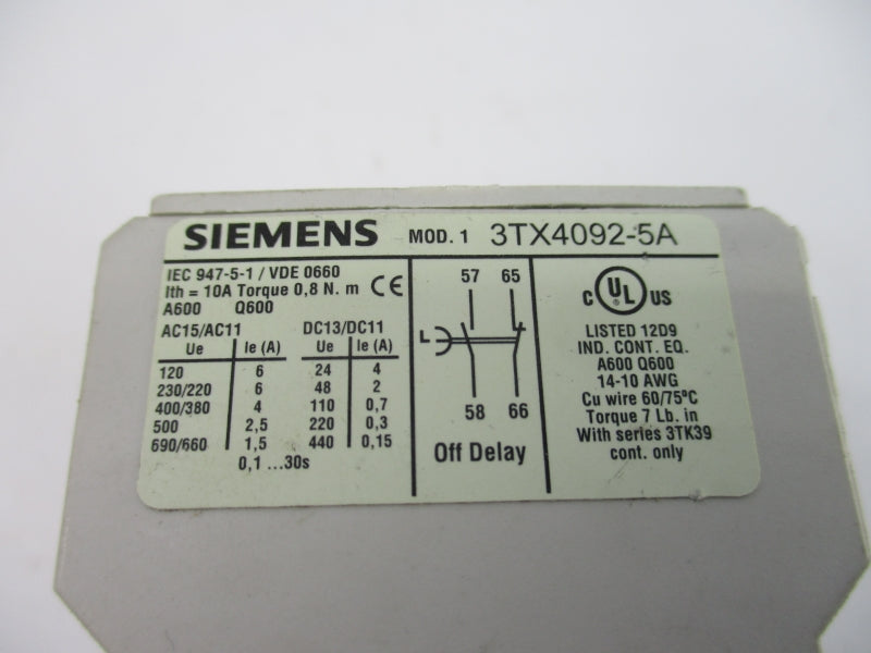 SIEMENS 3TX4092-5A 690V 1.5A 0.1-30S NSNP