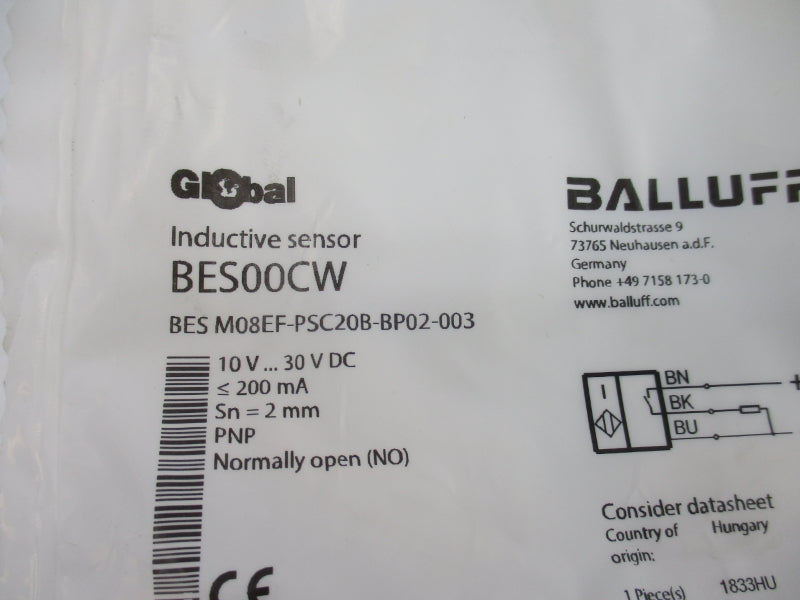 BALLUFF BESM08EF-PSC20B-BP02-003 BES00CW 10-30VDC NSMP