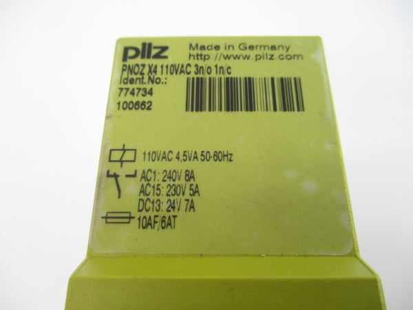 PILZ PNOZX4110VAC3N/O1N/C 774734 110VAC NSNP