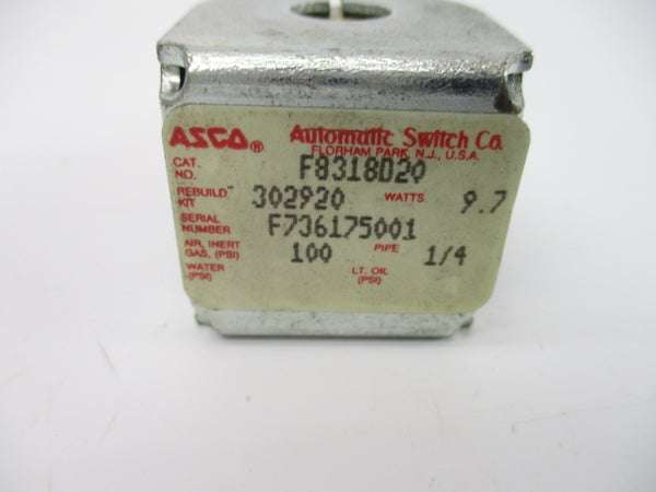 ASCO F8318D20 100PSI 1/4" (AS PICTURED) NSNP